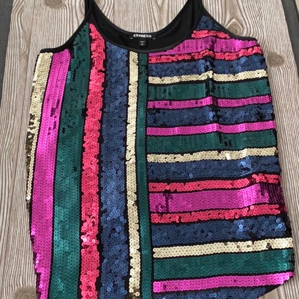 Rainbow Sequin Tank - size small